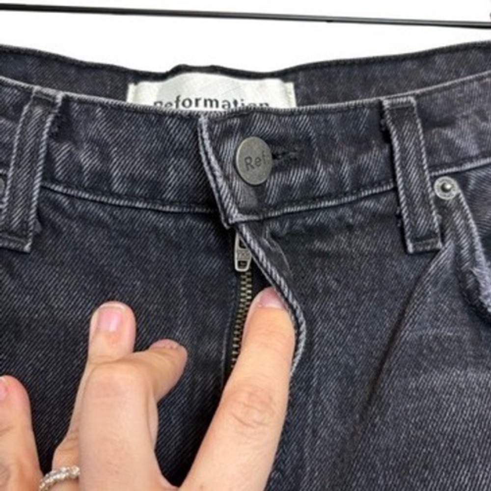Reformation Julia High Cigarette Jeans Black Pacific Wash Size 30 - Picture 3 of 6
